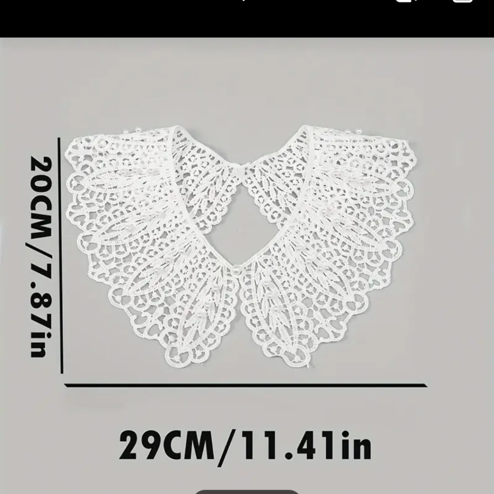 NWT Boho Elegant Lace Collar Pearl Details in White Dainty Retro - Picture 8 of 16
